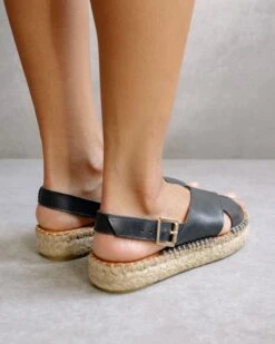 ALOHAS Espadrille Crossed Noir - Fabriqué Main -Clothing Discounts Store 0B7B9543 85E4 4E76 8C6F 932E301C4E0A