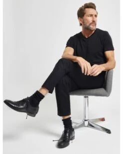 Tee-shirt Linetlautre Noir Manches Courtes En Lin - Fabriqué En France