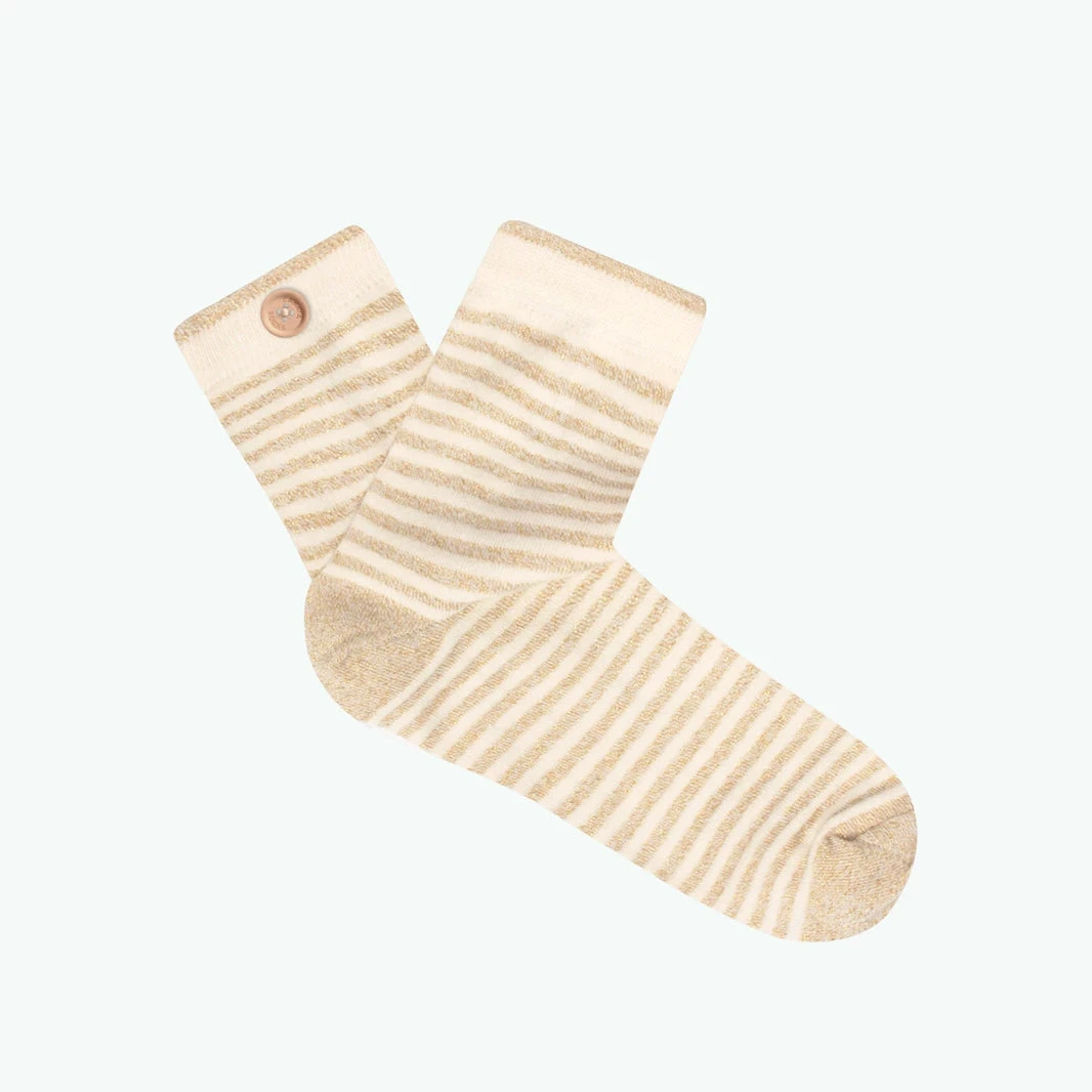 Cabaïa Chaussettes Lurex Rayés Femme JANA & DAMIEN - Couleur Doré Et Blanche - En Coton Bio 4 Cabaïa Chaussettes Lurex Rayés Femme JANA & DAMIEN - Couleur Doré Et Blanche - En Coton Bio - Image 2