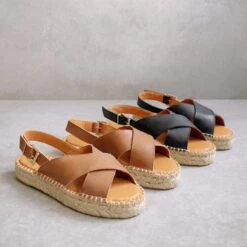 ALOHAS Espadrille Crossed Noir - Fabriqué Main