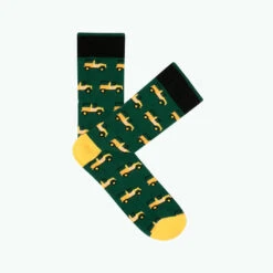 Cabaïa Chaussettes Originales Homme MELVIN & CASSANDRA - Couleur Vert Et Jaune - En Coton Bio