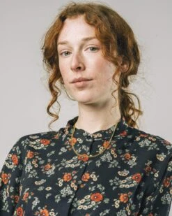 Brava Fabrics Chemise Dalia Regular Noir Imprimé Fleuri En Ecovero Viscose - Fabriqué Au Potugal -Clothing Discounts Store Blouse Femme Dalia Boho Noir BRAVA zoomcol