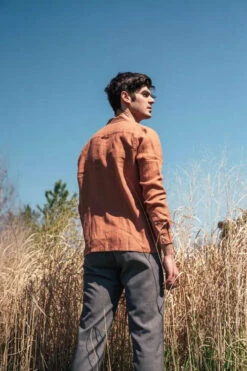 Chemise Mixte BARRY - En Plusieurs Coloris - En Lin -Clothing Discounts Store Chemise Terracotta Mixte BARRY zoom de dos