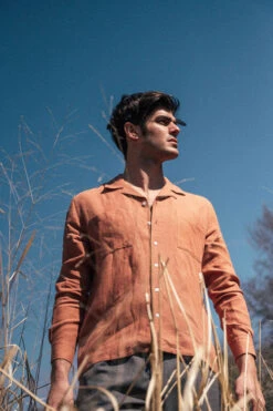 Chemise Mixte BARRY - En Plusieurs Coloris - En Lin -Clothing Discounts Store Chemise Terracotta Mixte BARRY zoom face