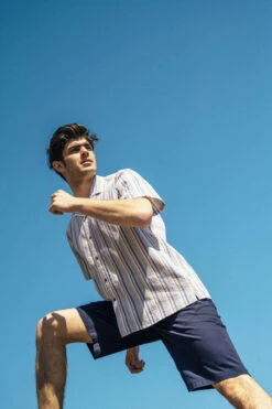 Brava Fabrics Chemise Manches Courtes Homme Cactus ALOHA - Avec Rayures Beiges Et Bleues- En Coton Bio 11 Brava Fabrics Chemise Manches Courtes Homme Cactus ALOHA - Avec Rayures Beiges Et Bleues- En Coton Bio -Clothing Discounts Store Chemise manches courtes aloha mouvement