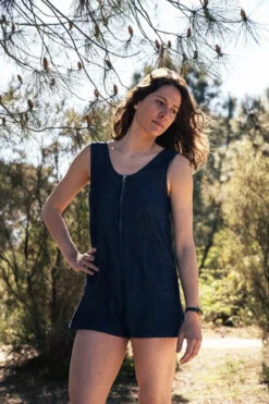 Combishort Jean Femme BOISÉ - En Couleur Denim - En Lyocell