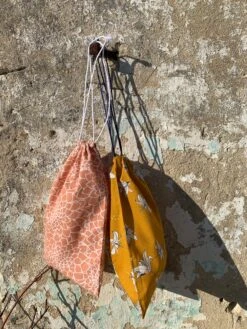 Pochon Léonard Grand En Coton Biologique - Cousu à La Main à L'Ile D'Oléron (France)