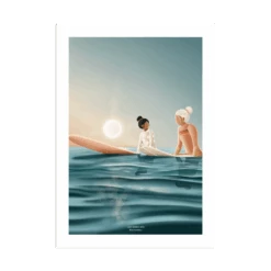 Dessin Surfeuse Morning Surf Session - Imprimée Dans Les Landes