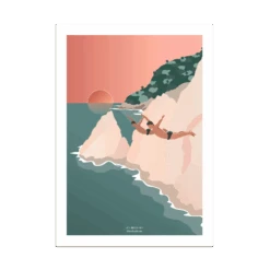 Dessin Surfeuse Cliff Divers - Imprimée Dans Les Landes