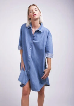 Robe Chemise Jean SUMMIT - En Coton Biologique Et Recyclé - Fabriquée Au Portugal