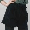 Brava Fabrics Short Velours Femme BELTED - En Noir - En Coton Biologique -Clothing Discounts Store Short Femme Belted Noir BRAVA vueglobale