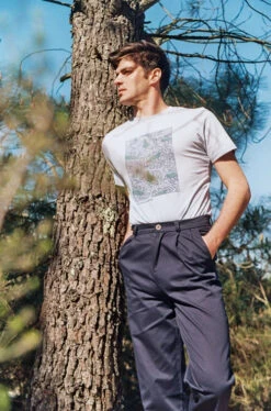 Brava Fabrics T-shirt Imprimé Homme CROCODILE - En Bleu Ciel - En Coton Biologique