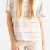 T Shirt Rayé Femme ELEME - Rayé écru Et Bleu Clair - En Coton Bio -Clothing Discounts Store T shirt raye Femme ELEME43