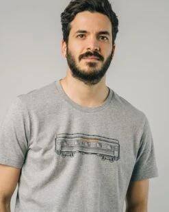 Brava Fabrics T Shirt Wagon Chiné Clair En Coton Biologique - Fabriqué Au Portugal -Clothing Discounts Store Tshirt Homme Wagon Chineclair BRAVA zoom