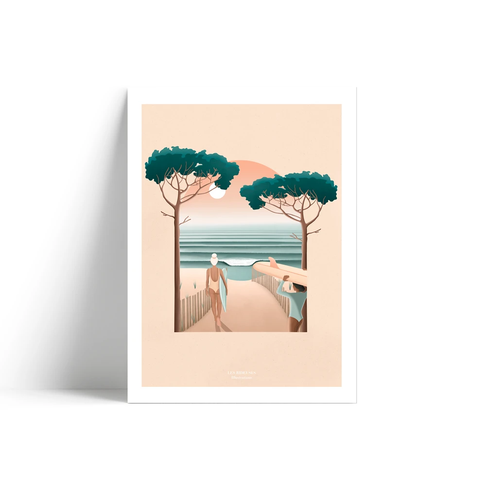 Dessin Surfeuse Vue Sur Les Landes - Fond Rose - Imprimée Dans Les Landes 3 Dessin Surfeuse Vue Sur Les Landes - Fond Rose - Imprimée Dans Les Landes