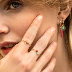 Bague Chaine KARMA - Avec Pierre Naturelle -Clothing Discounts Store bague chaine rhodonite karma AUKABGRH porte 575x575q90