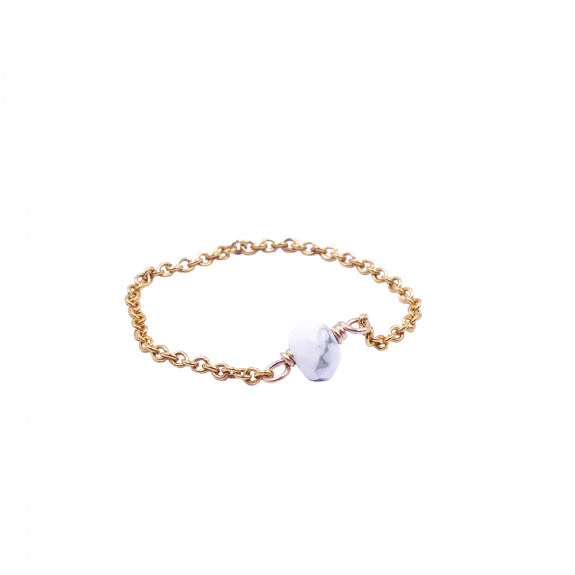 Bague Chaînette ESSENTIEL - En Pierre Naturelle Et Laiton Doré à L'or Fin 24 Carats 4 Bague Chaînette ESSENTIEL - En Pierre Naturelle Et Laiton Doré à L'or Fin 24 Carats - Image 2