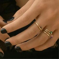 Bague Pendentif Femme PAMPILLE - En Pierre Naturelle Et Laiton Doré à L'or Fin 24 Carats