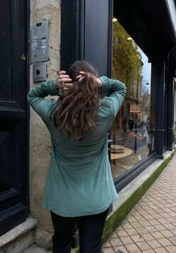 Blazer Velours Femme CLAIRE - En Bleu - En Tissus Upcyclés -Clothing Discounts Store blazer velours bleu1