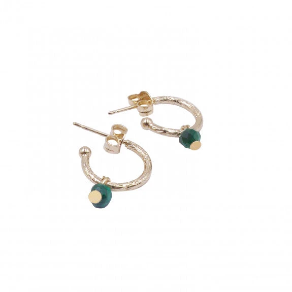 Boucles D'oreilles Créoles Avec Pendentif PAMPILLE - En Pierre Naturelle Et Laiton Doré à L'or Fin 24 Carats 11 Boucles D'oreilles Créoles Avec Pendentif PAMPILLE - En Pierre Naturelle Et Laiton Doré à L'or Fin 24 Carats - Image 9