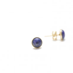 Boucles D'oreilles Rondes Femme ARIANE - En Pierre Naturelle Et Laiton Doré à L'or Fin 24 Carats -Clothing Discounts Store boucles doreilles rondes ariane lapis lazuli 6mm