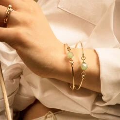 Bracelet Jonc Doré Femme TOTEM - En Laiton Doré à L'or Fin 24 Carats