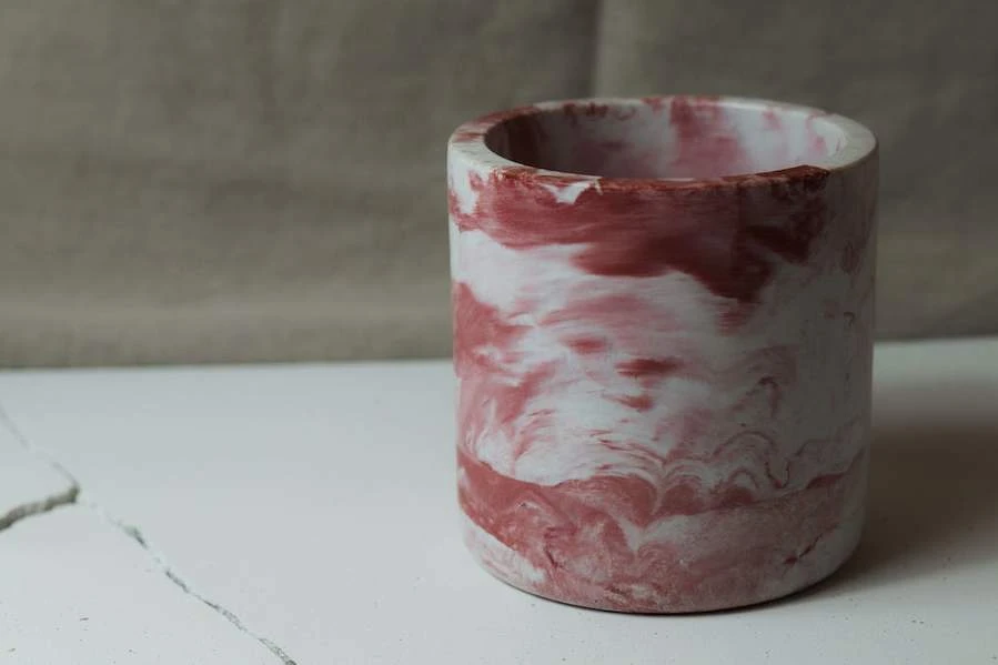 Cache Pot Intérieur - Béton Marbré Rose - Fabriqué En France 4 Cache Pot Intérieur - Béton Marbré Rose - Fabriqué En France - Image 2