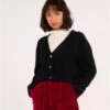 Cardigan Femme V-NECK - OCS/Vegan - En Noir -Clothing Discounts Store cardigan femme 1