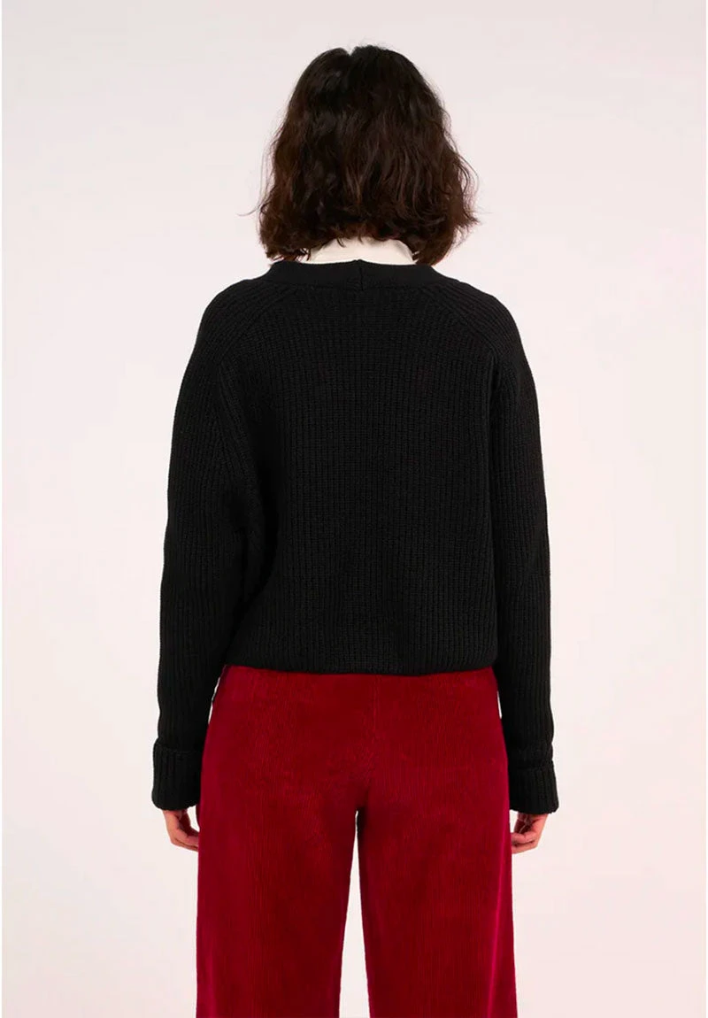 Cardigan Femme V-NECK - OCS/Vegan - En Noir 4 Cardigan Femme V-NECK - OCS/Vegan - En Noir - Image 2