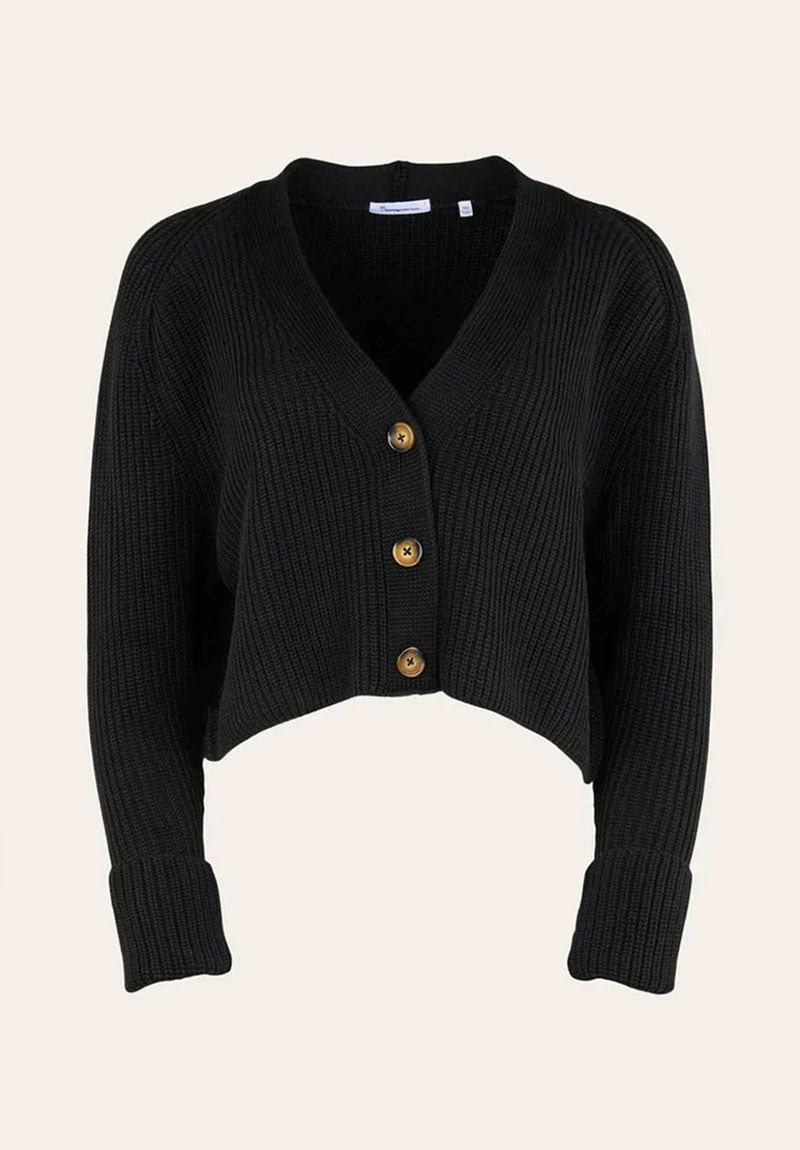 Cardigan Femme V-NECK - OCS/Vegan - En Noir 5 Cardigan Femme V-NECK - OCS/Vegan - En Noir - Image 3