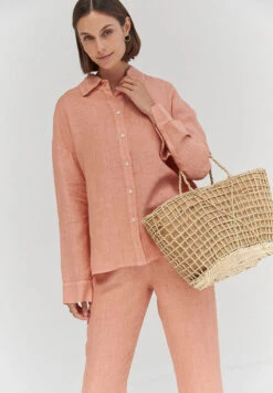 Chemisier Manches Longues CALCINU - En Lin - En Plusieurs Coloris