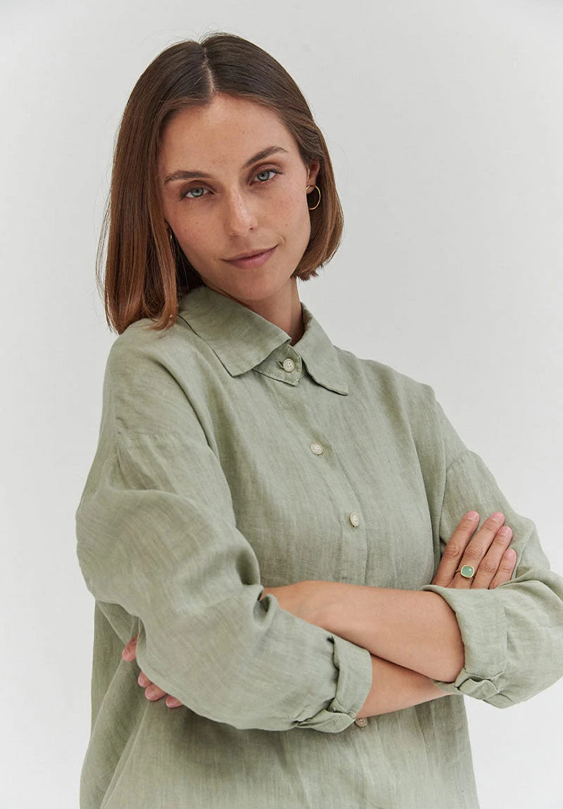 Chemisier Manches Longues CALCINU - En Lin - En Plusieurs Coloris 6 Chemisier Manches Longues CALCINU - En Lin - En Plusieurs Coloris - Image 4
