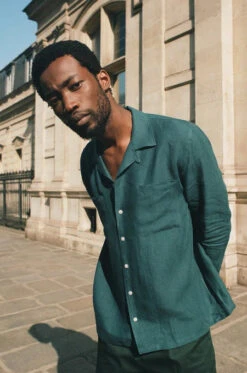 Chemise Mixte BARRY - En Plusieurs Coloris - En Lin -Clothing Discounts Store chemise barry NOYOCO bleu profil