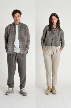 Chemise Ecossaise Mixte ONTARIO - Couleur Taupe - En Coton Upcyclé