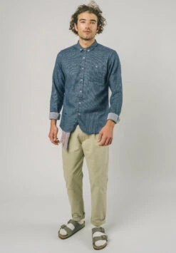 Brava Fabrics Chemise Homme TWO TONES - En Coton Biologique - Fabriqué Au Portugal -Clothing Discounts Store chemise homme a rayure brava fabrics1 jpg