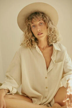 Chemise Oversize Femme SUMMER - En Ecru - En Tencel