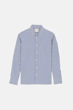 Chemise Rayée Mixte ONTARIO - Rayures Bleues - En Coton Upcyclé