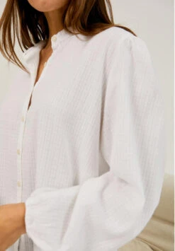 Chemisier Manches Ballons DAYA - Couleur Blanc - En Coton Biologique