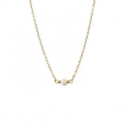 Collier Fin Doré Femme ESSENTIEL - Avec Pierre Naturelle Et Laiton Doré à L'or Fin 24 Carats -Clothing Discounts Store collier fin dore essentiel howlite