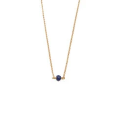 Collier Fin Doré Femme ESSENTIEL - Avec Pierre Naturelle Et Laiton Doré à L'or Fin 24 Carats -Clothing Discounts Store collier fin dore femme essentiel lapis lazuli