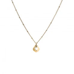 Collier Pierre Naturelle Lithothérapie Femme AURA - En Laiton Doré à L'or Fin 24 Carats -Clothing Discounts Store collier pierre naturelle lithotherapie aura howlite fond blanc