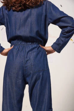 Combinaison Zippée En Lyocell Femme BROUSSAILLE - En Couleur Denim - Fabriqué Au Portugal -Clothing Discounts Store combinaison zippee lyocell broussaille bleu dos