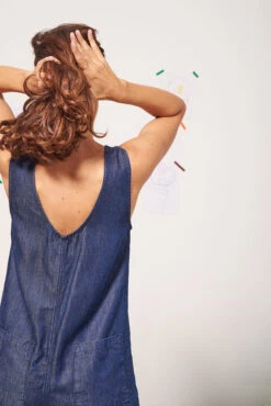 Combishort Jean Femme BOISÉ - En Couleur Denim - En Lyocell -Clothing Discounts Store combishort jean femme boise bleu dos