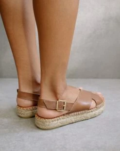 ALOHAS Espadrille Crossed Camel - Fabriqué Main -Clothing Discounts Store crossed camel espadrilles alohas 299946