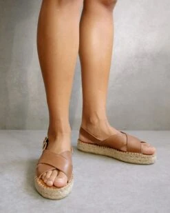 ALOHAS Espadrille Crossed Camel - Fabriqué Main -Clothing Discounts Store crossed camel espadrilles alohas 827004