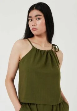 AMT Débardeur Fines Bretelles MALDIVAS - En Kaki - En Viscose Ecovero