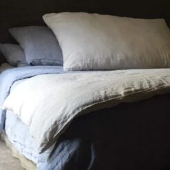 Taie D'oreiller Blanc En Lin Français - 65x65