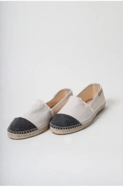 Espadrilles Plates Femme SAINT TROPEZ - En Beige Et Noir - En Coton Et Jute Tressé -Clothing Discounts Store espadrilles plates saint tropez beige profil
