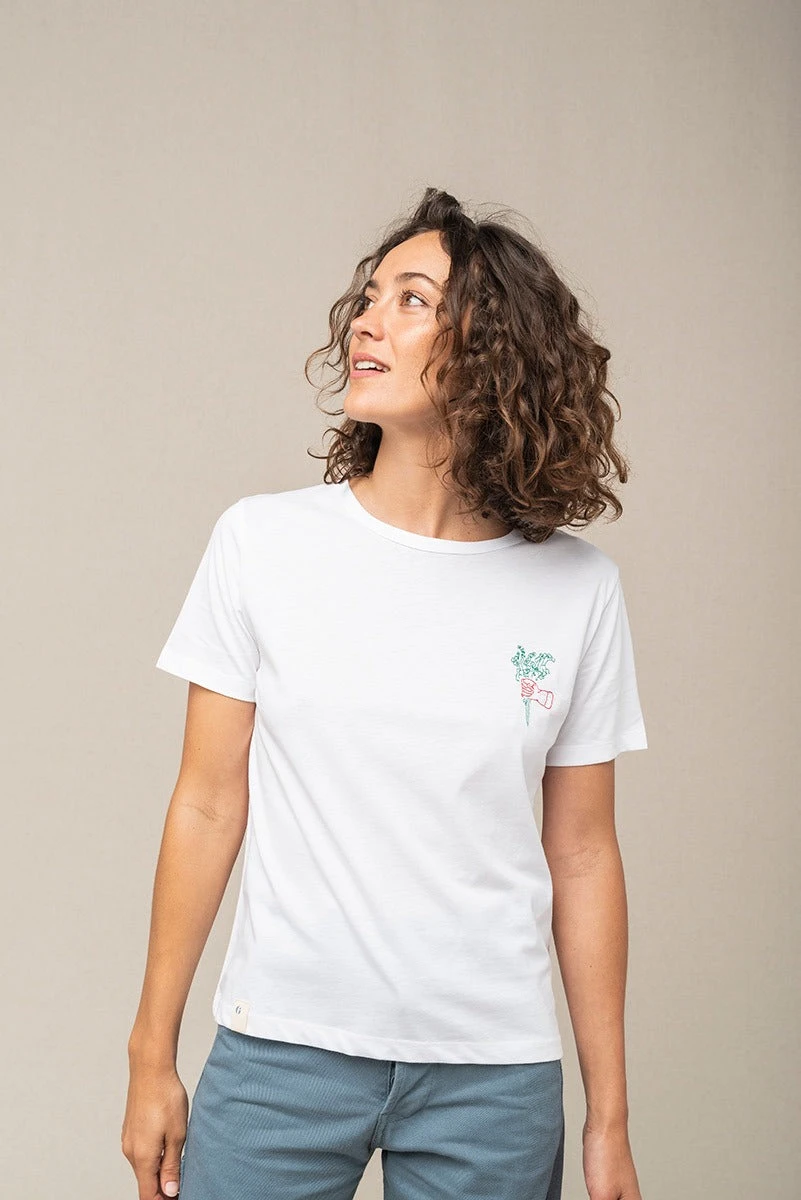 Tee-shirt Brodé Main Arrosoir En Coton Biologique Blanc Fabriqué Au Portugal - GRAINE 3 Tee-shirt Brodé Main Arrosoir En Coton Biologique Blanc Fabriqué Au Portugal - GRAINE