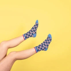 Cabaïa Chaussettes Lurex Femme CHARLOTTE & OLIVIER - Couleur Bleu - En Coton Bio